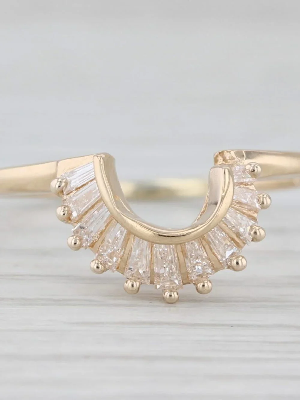 0.43ctw Diamond Baguette Ring Guard Enhancer 14k Yellow Gold Sz 10.25 Wedding